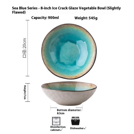 Vintage Ceramic Irregular Crackle Glaze Bowl