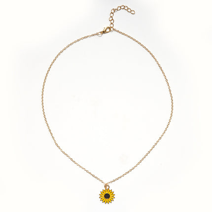 Creative Sunflower Necklace Personality Alloy Drip Sunflower Pendant Clavicle Chain Necklace Accessories