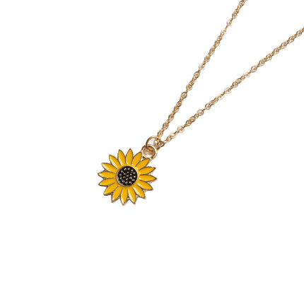 Creative Sunflower Necklace Personality Alloy Drip Sunflower Pendant Clavicle Chain Necklace Accessories