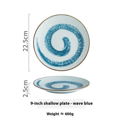 Creative Ceramic Round Shallow Household Western Cuisine Steak Plate