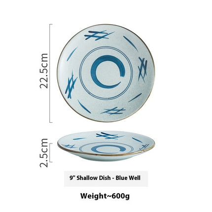 Creative Ceramic Round Shallow Household Western Cuisine Steak Plate