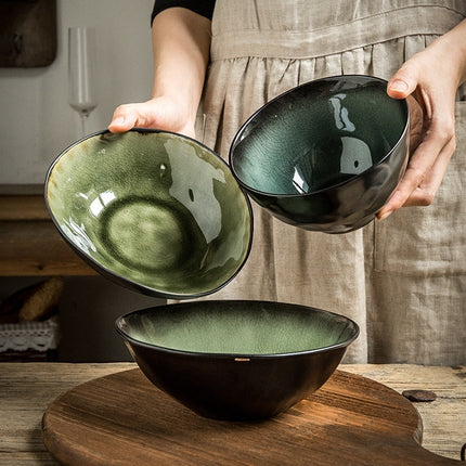 Vintage Ceramic Irregular Crackle Glaze Bowl