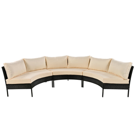 U STYLE Patio Furniture Set, 3 Piece Curved Outdoor Conversation Set, All Weather Sectional Sofa Wit