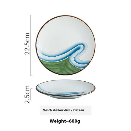 Creative Ceramic Round Shallow Household Western Cuisine Steak Plate