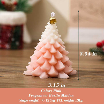 Christmas Tree Scented Candle, Christmas Tree Shaped Candles, Festive Ornaments, Holiday Decor Candles For Kitchen, Living Room, Bedroom, Bathroom-Morning Dew Rose