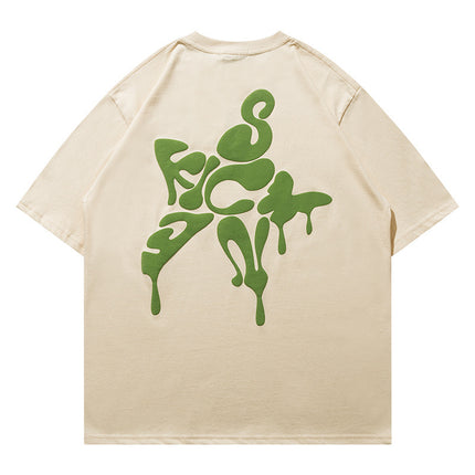 Cotton Three-dimensional Puff Print Short-sleeved T-shirt Men's And Women's Trendy All-match American T-shirt