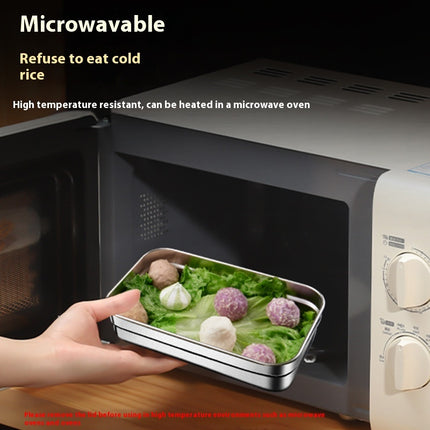 Stainless Steel Square Storage Box Refrigerator Quick-frozen Storage Box Lunch Box Bento Box Sealed Vacuum Crisper