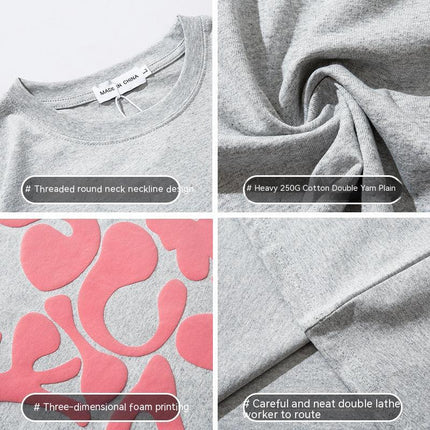 Cotton Three-dimensional Puff Print Short-sleeved T-shirt Men's And Women's Trendy All-match American T-shirt
