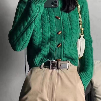 Women's Button Twist Cashmere Cardigan Sweater