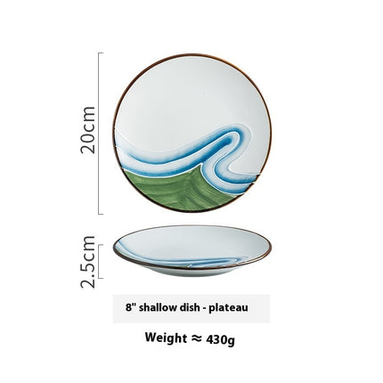 Creative Ceramic Round Shallow Household Western Cuisine Steak Plate