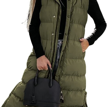 Women's Casual Mid-length Vest Zipper Single-breasted Jacket