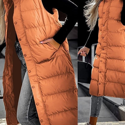Women's Casual Mid-length Vest Zipper Single-breasted Jacket