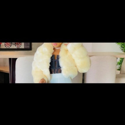 Short Hood Fox Fur Women's Long Sleeve Stitching Coat