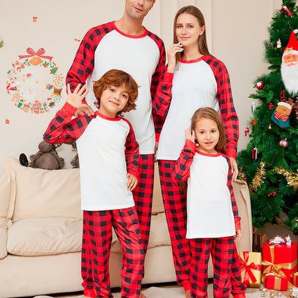 Christmas Solid Color Plaid Printed Christmas Parent-child Homewear Suits