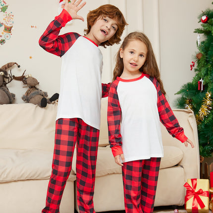 Christmas Solid Color Plaid Printed Christmas Parent-child Homewear Suits