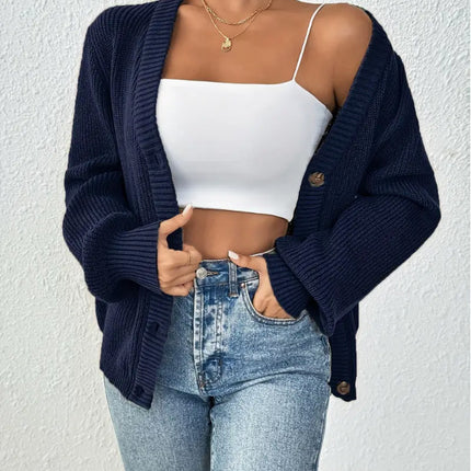 Autumn And Winter Solid Color Sweater Casual All-match Knitted Coat