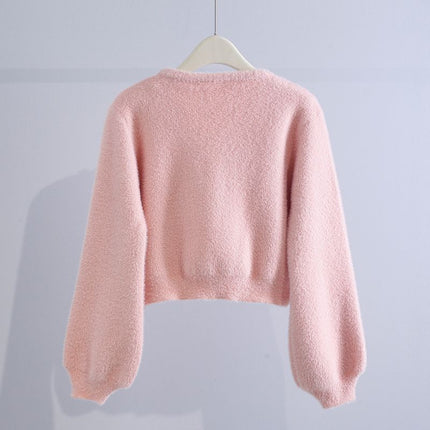 Short Artificial Mink Fur Sweater Coat