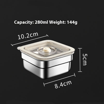 Stainless Steel Square Storage Box Refrigerator Quick-frozen Storage Box Lunch Box Bento Box Sealed Vacuum Crisper