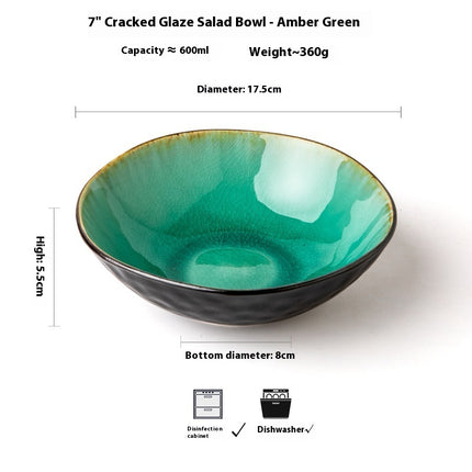 Vintage Ceramic Irregular Crackle Glaze Bowl