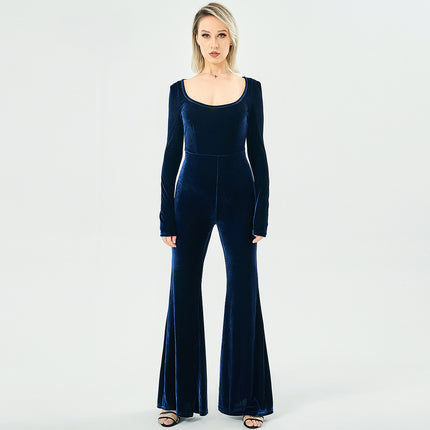 Women's Long Sleeve Velvet Fashion Jumpsuit