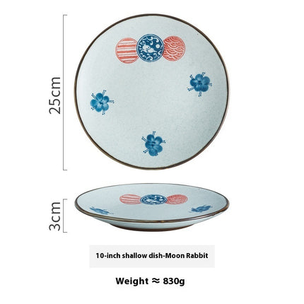 Creative Ceramic Round Shallow Household Western Cuisine Steak Plate