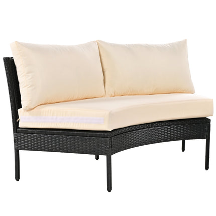 U STYLE Patio Furniture Set, 3 Piece Curved Outdoor Conversation Set, All Weather Sectional Sofa Wit