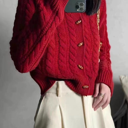 Women's Button Twist Cashmere Cardigan Sweater