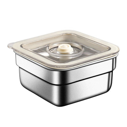 Stainless Steel Square Storage Box Refrigerator Quick-frozen Storage Box Lunch Box Bento Box Sealed Vacuum Crisper