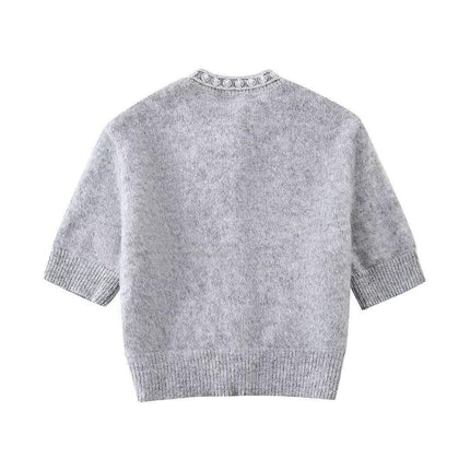 Sweet Soft Glutinous Short-sleeved Jewelry Knitted Coat