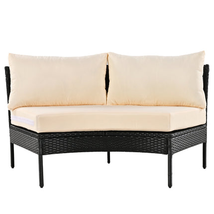 U STYLE Patio Furniture Set, 3 Piece Curved Outdoor Conversation Set, All Weather Sectional Sofa Wit