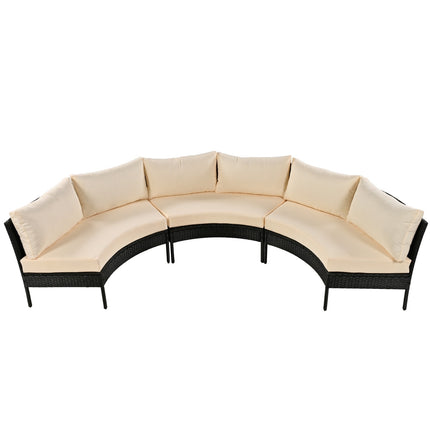 U STYLE Patio Furniture Set, 3 Piece Curved Outdoor Conversation Set, All Weather Sectional Sofa Wit