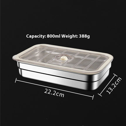 Stainless Steel Square Storage Box Refrigerator Quick-frozen Storage Box Lunch Box Bento Box Sealed Vacuum Crisper