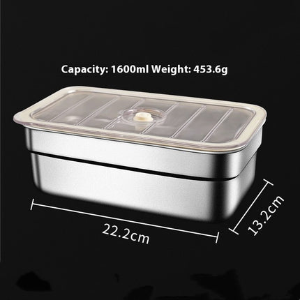 Stainless Steel Square Storage Box Refrigerator Quick-frozen Storage Box Lunch Box Bento Box Sealed Vacuum Crisper