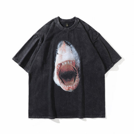 TKPA American Style Hip Hop Retro Washed And Worn Angel Print Short Sleeve