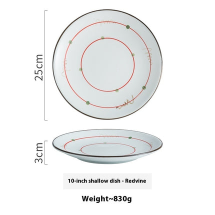 Creative Ceramic Round Shallow Household Western Cuisine Steak Plate