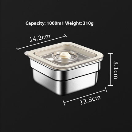 Stainless Steel Square Storage Box Refrigerator Quick-frozen Storage Box Lunch Box Bento Box Sealed Vacuum Crisper