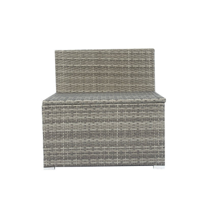 6 Pieces PE Rattan Sectional Outdoor Furniture Cushioned Sofa Set Grey Wicker, Dark Grey Cushion