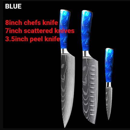 8-inch Chef Knife with Blue Resin Handle