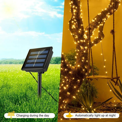 Solar Lichterkette Beleuchtung Kette 50- 200 LED Party Garten AuBen Deko