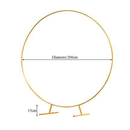 2M Round Hoop Balloon Arch Backdrop Flower Gold Display Stand Frame Wedding New