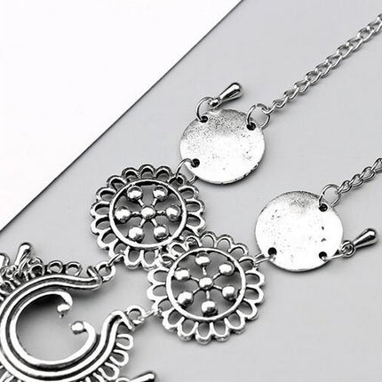 Bohemian Jewelry Antique Silver Color Hollow Flower Chain Anklets Beach Barefoot Sandals Foot Jewelry
