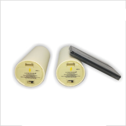 ABUI-2Pcs Luminara Flameless Moving Flame Lamp Votive LED Candles with Timer Ivory Unscented 1.75 x 3 inch