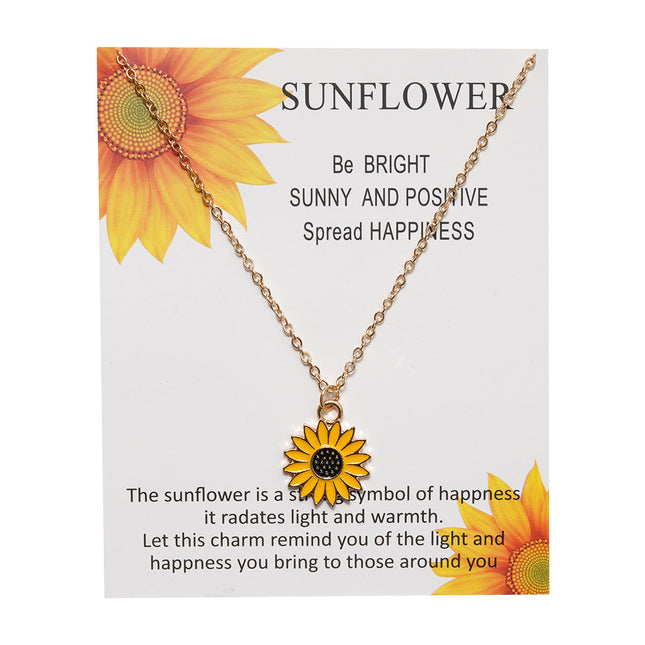 Creative Sunflower Necklace Personality Alloy Drip Sunflower Pendant Clavicle Chain Necklace Accessories