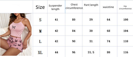 Summer Homewear With Braces Suit Soft Draping Cute Printed Pajamas