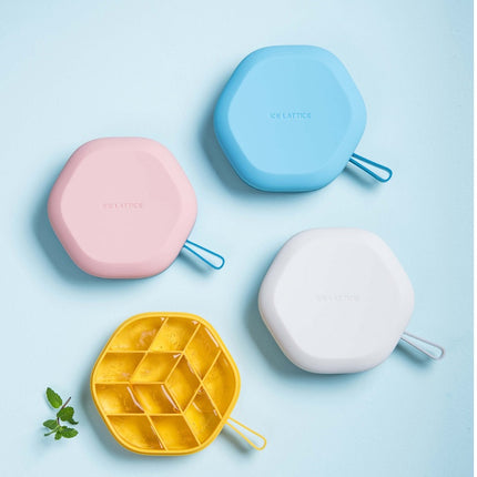 Silicone 12 Cavity Hexagon 3D Ice Mold DIY Popsicle Mould Ice Cream Makers Storage Box