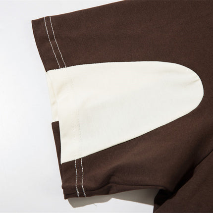 Stitching Contrast Color Letter Print Short-sleeve Men's