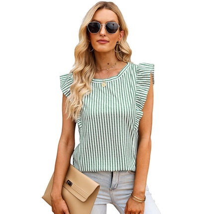 Shiying Ruffled Sleeveless Outer Wear Women's Top Slim Pullover Vest