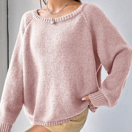 Women's Sweater Fashion Pullover Round Neck Solid Color