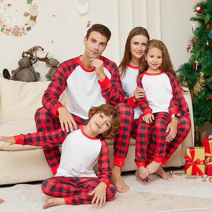 Christmas Solid Color Plaid Printed Christmas Parent-child Homewear Suits