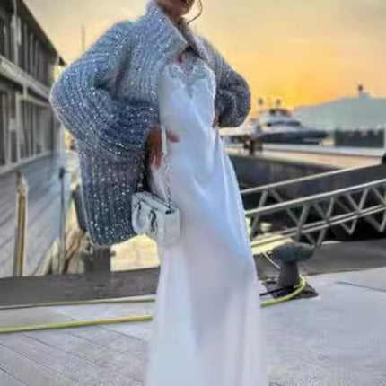 Western Classy Style Fashion Sequin Design Knitwear Coat